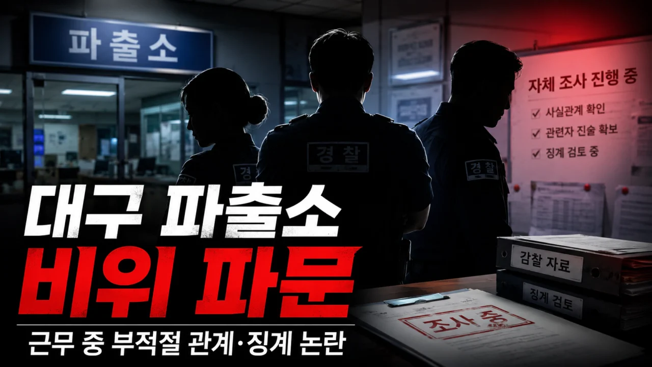 근무 시간 중 부적절 관계... 대구 파출소 불륜 비위 경찰관 3명, 징계 수위 비판 확산