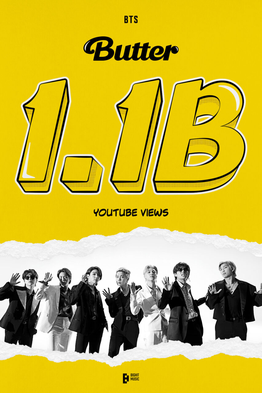 방탄소년단 디지털 싱글 'Butter' 뮤직비디오 11억 뷰 돌파