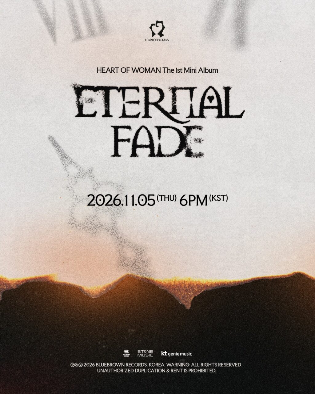 하트오브우먼 미니 1집 'ETERNAL FADE' 커밍순 포스터